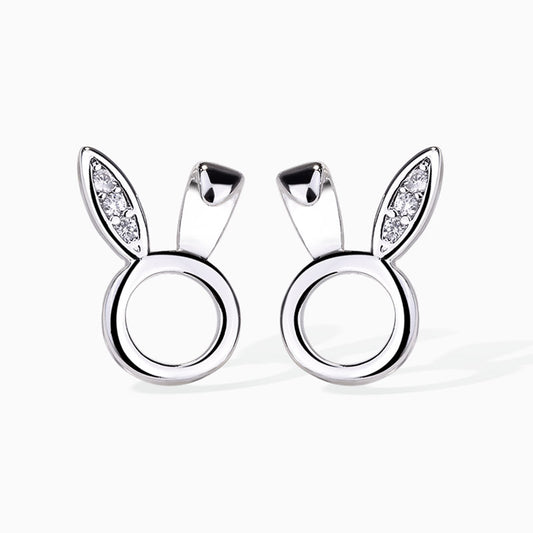 Rabbit Ear Cubic Zirconia Sterling Silver Post Stud Earrings From Ruby's Ambition