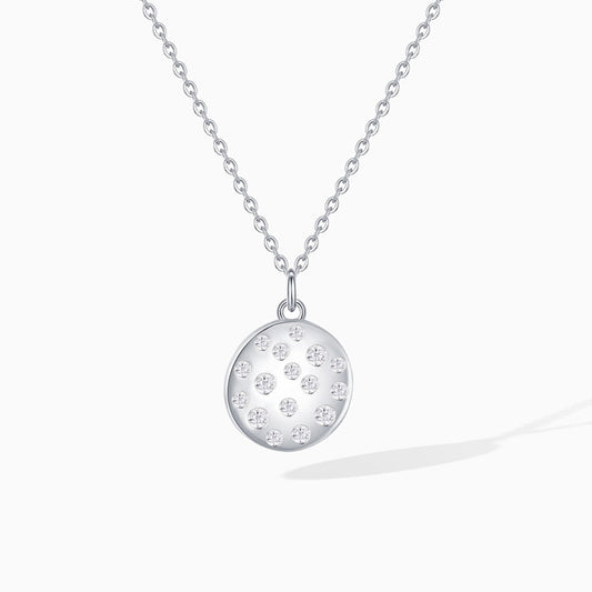 Circle Cubic Zirconia Inlay Sterling Silver Necklace From Ruby's Ambition