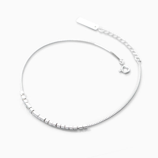 Dainty Cube Bead Sterling Silver Box Chain Anklet From Ruby's Ambition