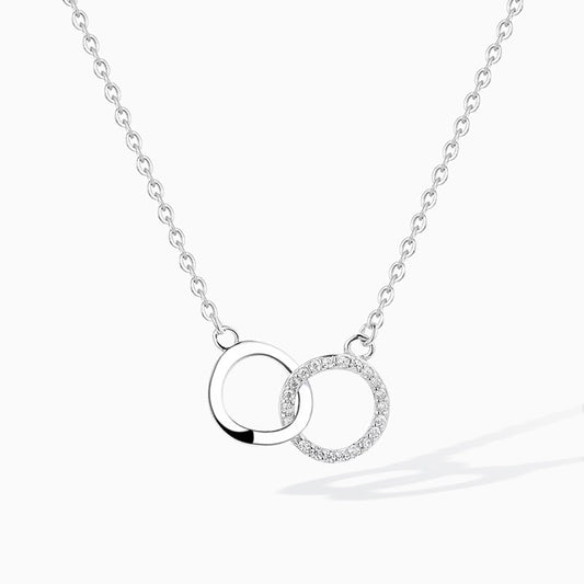 Silver Variant of Double Circle Link Cubic Zirconia Sterling Silver Necklace From Ruby's Ambition