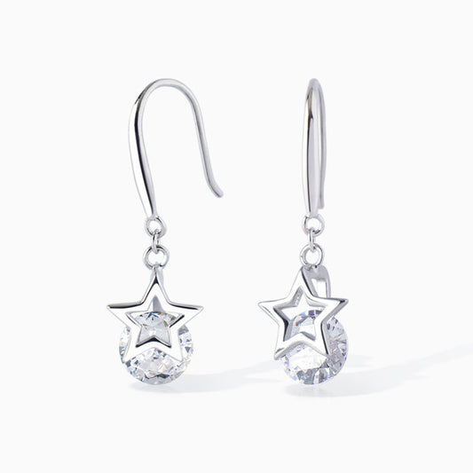 Cubic Zirconia Sterling Silver Star Drop Hook Earrings From Ruby's Ambition