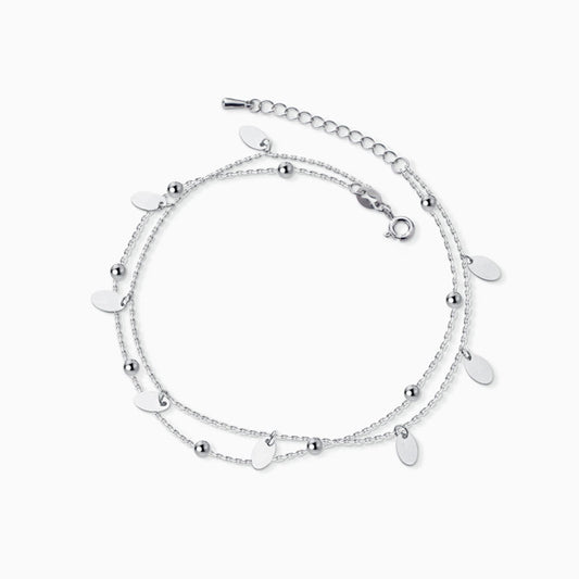 Dangle Sequin Double Layer Sterling Silver Anklet From Ruby's Ambition