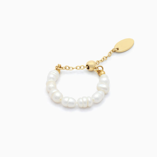 Tiny Freshwater Pearl Adjustable Chain Ring From Ruby's Ambition