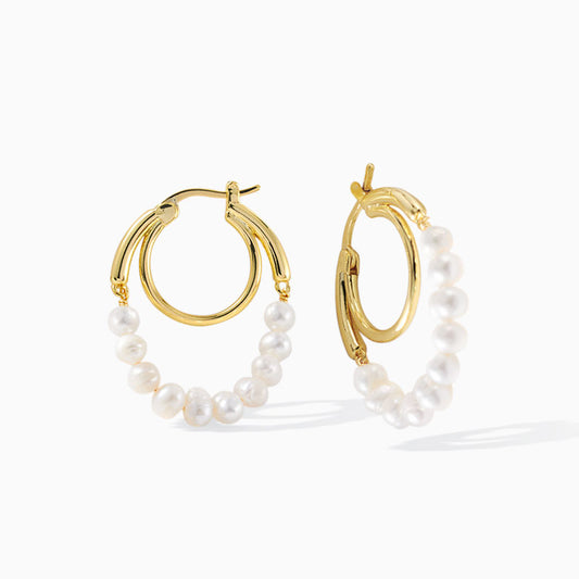 Gold Plated Freshwater Pearl Double Hoop Earrings From Ruby's Ambition