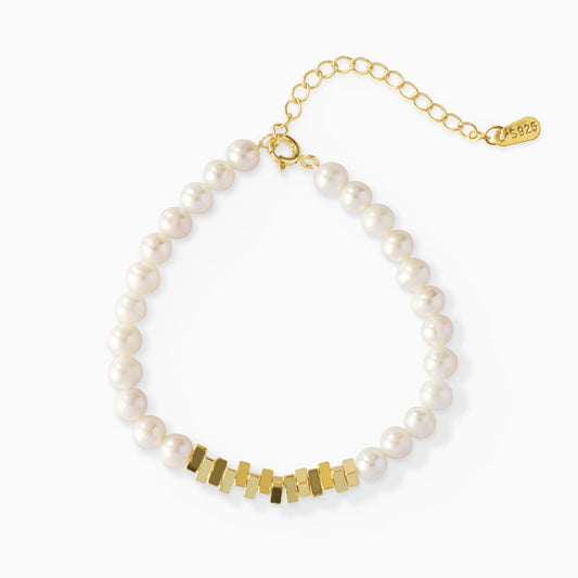 Freshwater Pearl Gold Bead Sterling Silver Bracelet From Ruby's Ambition