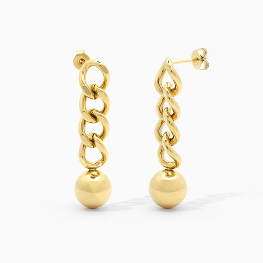 Gold Variant of Ball And Chain Drop Dangle Earrings From Ruby's Ambition