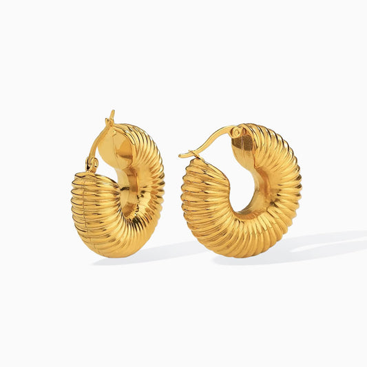 Gold Chunky Croissant Ribbed Hoop Statement Earrings From Ruby's Ambition