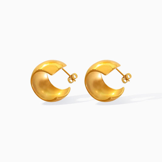 Gold Chunky C Shaped Open Huggie Hoop Earrings From Ruby's Ambition