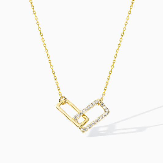 Interlocking Rectangular Cubic Zirconia Sterling Silver Necklace From Ruby's Ambition