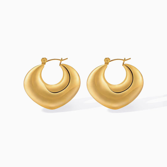 Glossy Gold Chunky Moon Hoop Statement Earrings From Ruby's Ambition