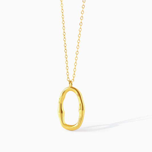 Gold Plated Irregular Hollow Oval Sterling Silver Pendant Necklace From Ruby's Ambition