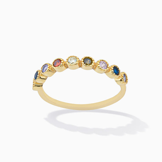 Gold Multcolour Bezel Set Cubic Zirconia Sterling Silver Ring From Ruby's Ambition