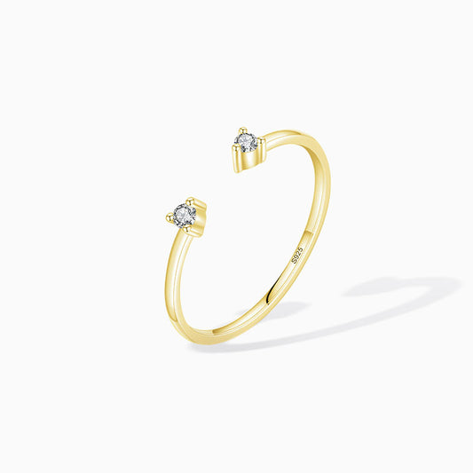 Gold Plated Double Moissanite Sterling Silver Open Cuff Ring From Ruby's Ambition