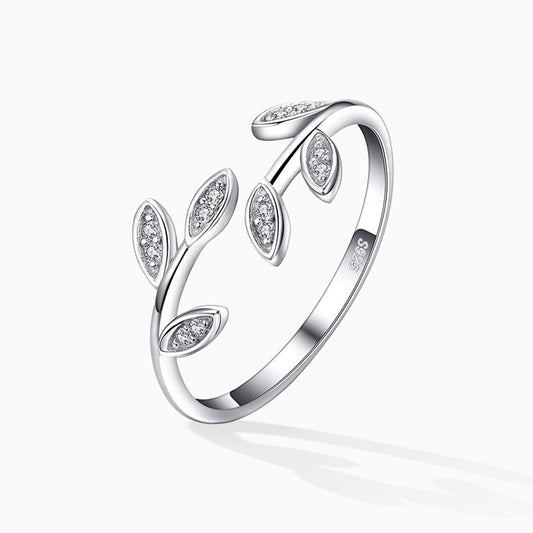 Olive Leaf Cubic Zirconia Sterling Silver Wrap Ring From Ruby's Ambition