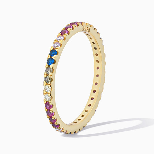 Gold Plated Rainbow Eternity Cubic Zirconia Sterling Silver Ring From Ruby's Ambition