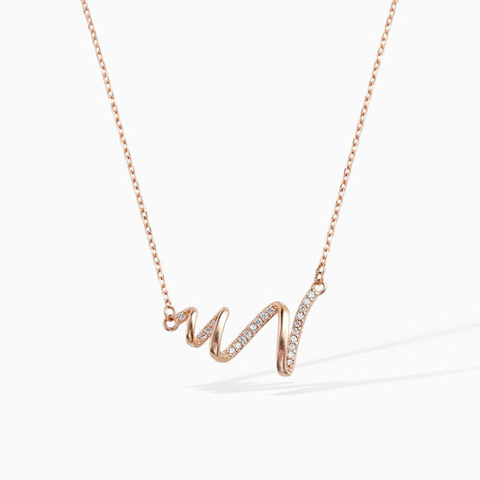 Rose Gold Heartbeat Wave Cubic Zirconia Sterling Silver Necklace From Ruby's Ambition
