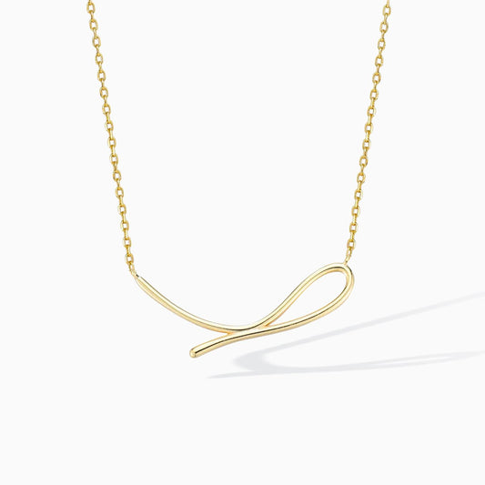 Gold Simple Line Curved Bar Sterling Silver Necklace From Ruby's Ambition